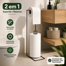 Suporte de Papel Higienico de Chão Organizador Porta Rolos para Banheiro Resistente Multifuncional