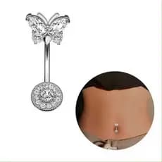 Piercing Umbigo Coração Aço inox Prata Cod