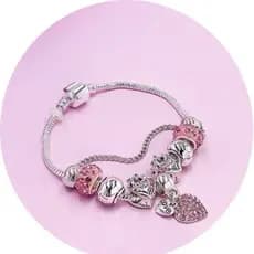 Pulseira Berloques Prata Feminina Presente moda/Modelo aleatório
