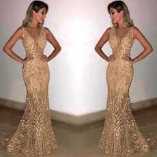 Verão novo estilo europeu americano roupas femininas reunião anual vestido de noite longo sem mangas comércio exterior S