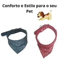 Coleira com Bandana Lenço Pet Cachorro Pequeno e Médio Porte