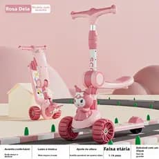 Patinete infantil dobrável 3 em 1 com assento