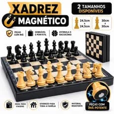 Jogo Xadrez Magnético 30x30 Tabuleiro Profissional Dobrável Infantil Adulto Portátil