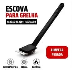 Escova Limpa Grelha Churrasqueira Aço Inox Raspador Cerdas Grill Chapa Fogão Forno Multiuso Kit
