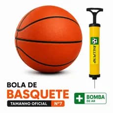 Bola Basquete Oficial N7 Tamanho #7 Profissional Borracha Quadra Rua Outdoor + Bomba de Ar Kit