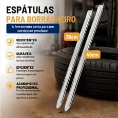 Kit Borracheiro Profissional 2 Espátulas Pneu Aço 45cm Desmontar Montar Moto Carro Remendar