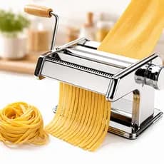 Máquina De Macarrão Inox Cilindro Caseira Manual Massa Pastel Lasanha Espaguete Fettuccine