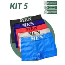 Kit Com 05 Cuecas Box Boxer Men Sem Costura Top