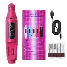 Lixa de Unha Elétrica Portátil Motor para Manicure e Pedicure Profissional Bivolt - Rosa