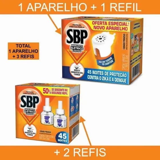 SBP Repelente Elétrico Aparelho + 2 Refis | Proteção Contra Dengue Mosquito