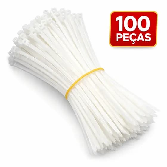 Abraçadeira Nylon 15cm 100 Peças Branca | Enforca Gato Organizar Fios Xingu