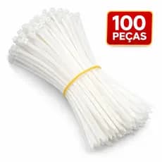 Abraçadeira Nylon 15cm 100 Peças Branca | Enforca Gato Organizar Fios Xingu