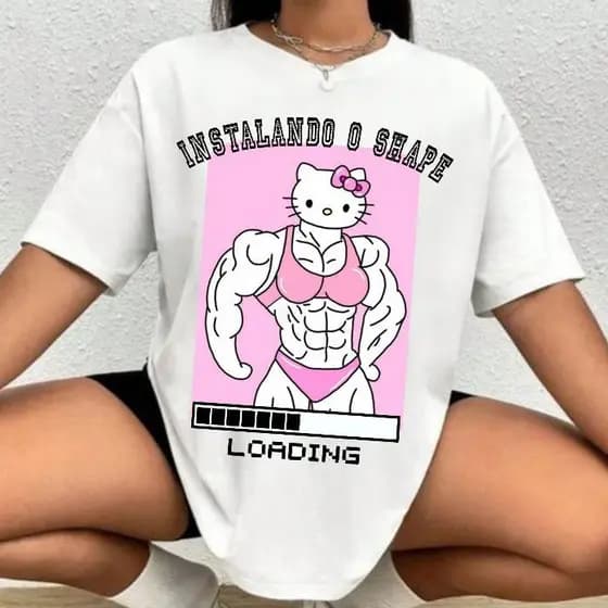 blusa camiseta hello kitty maromba de academia, blusa fitness meme, plus size