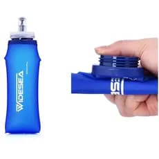 Garrafa de água dobrável, ideal para treinos e esportes ao ar livre Fitness 600ml cor Azul.