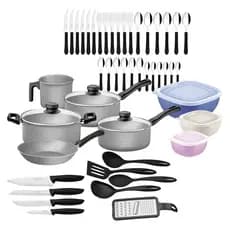 Kit jogo de panelas 47pcs Tramontina Cinza Rev Antiaderente