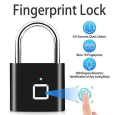 1 Mini Cadeado De Impressão Digital Inteligente , Bloqueio De Segurança À Prova D'água Carregamento USB Anti-Roubo Sem C