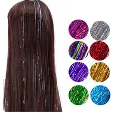 Fios de Cabelo Coloridos Brilhosos Sintético Holográficos