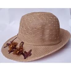 Chapéu Feminino Adulto Sombreiro De Praia C/ Detalhe Em Flor