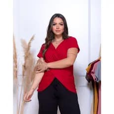 Blusa Blusinha Transpassada Manga Curta Feminina camiseta decote V Blusinha Amamentação envio imediato