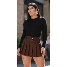 Short Saia Plissada Rodada Cintura Alta Com Pregas Alfaiataria  Look São João  Festa Junina