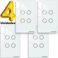Kit Interruptores Wi-fi Touch 4 Botões Bivolt 110v-220v Automação Residencial Nova Digital Smartlife Alexa Google Home
