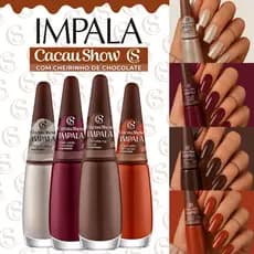 Kit Esmaltes Impala Cacau Show Nova Coleção Cherinho de Chocolate Esmalte Marrom Terrosos Terracota