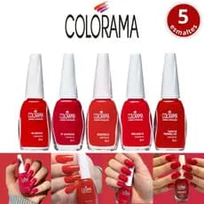 Kit 5 Esmaltes Vermelhos Colorama Cremoso Tons Vermelhos Atacado