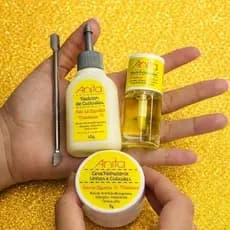 Kit Tratamento de Unhas Anita Espátula Dupla Inox +  Redutor de Cutículas + Sérum + Cerinha Amarela