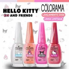 Kit Esmaltes Colorama Hello Kitty And Friends Novas Cores Efeito Pó Cromado Esmalte Atacado