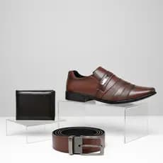 Kit Sapato Social Masculino Preto Verniz Marrom Cinto Carteira Confortável Sapatenis Noivo Mocassim