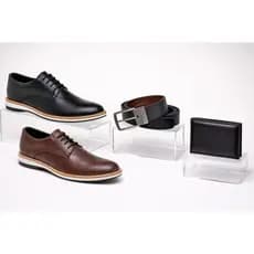 Kit 2 Pares Sapato Casual Masculino Oxford Preto Marrom Cinto Carteira Sapatenis Derby Couro Social