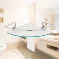 Porta Shampoo xampu shampu xampoo prateleira de CANTO em vidro e aluminio