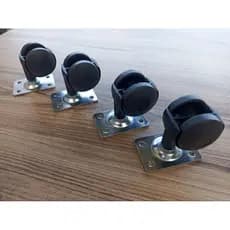 Rodízio 30mm com chapa reta (30x45mm) para móveis KIT COM 4 PEÇAS