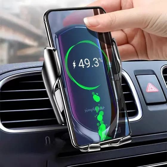 Suporte Magnético para Carro com Carregamento Sem Fio Qi 50W - 360° Ajustável (Compatível iPhone/Samsung) J2