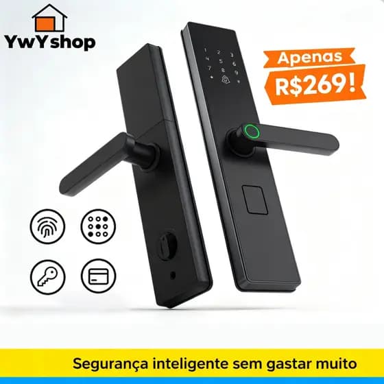 Fechadura Digital Biométrica com Senha, Cartão IC e Chave Mecânica – USB-C, Embutir 60/70mm M15
