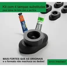 Kit com 4 tampas substitutas para tubos de tinta à oleo e acrílica.