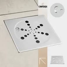 Ralo Grelha Tampa 10x10 Quadrada Aço Inox para Banheiro Lavabo Área Externa S/ Caixilho