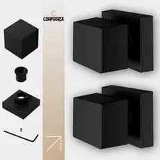 Kit 02 UN Acabamento Para Registro Quadrado 1/2 e 3/4 Padrão Deca 16 Estrias ABS Preto