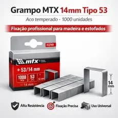 Grampos MTX 14mm Tipo 53 – 1000 Peças para Grampeador Profissional KIT