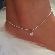 Tornozeleira ponto de luz folheado a prata 925 e ouro 18k