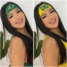 Faixa de Cabelo Bandeira do Brasil Verde Amarelo Azul e Branco Kit Copa
