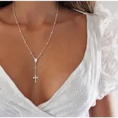 Colar Terço Nossa Senhora Aparecida Padroeira Banhado a Prata 925  e a Ouro 18k