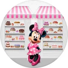 Painel Minnie Rosa Redondo 50x50 tecido sublimado com elastico Leia a Descrição!!