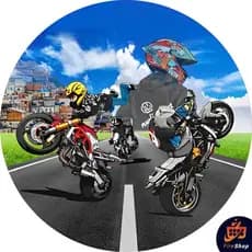Capa Painel 50x50Cm Tema GRAU MOTO WHEELING 244 MANOBRAS - Tecido Sublimado C/ elástico
