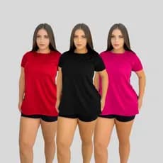 Kit 3 Blusas Academia Feminina Tapa Bumbum Treino Fitness
