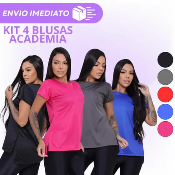 Kit 4 Camisa Tapa Bumbum Fitness Alongada Treino Academia Corrida Esportes