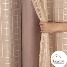 cortina Blackout PVC 3,00x2,80 com tecido voil xadrez