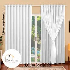 cortina Blackout PVC 3,00mx2,80m com tecido voil liso