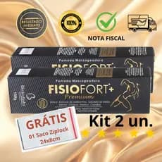 Kit 2un Pomada FisioFort Premium Massageadora Extra Forte Para Dor Muscular Fisio Fort Preta
