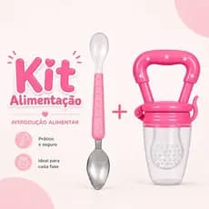 Alimentação do Bebê Chupeta Mordedor Porta Frutas e Colher 2 Em 1 Raspa Frutas Introdução Alimentar